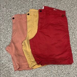 All 3 Gap Men’s  Red, Yellow, and  salmon Shorts size 34